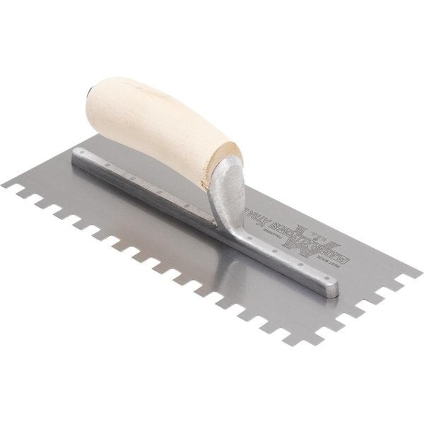 Notched Trowel, Sq Handle, 3/8