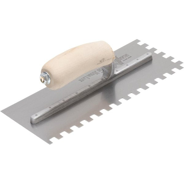 Notched Trowel, Sq Handle, 3/8