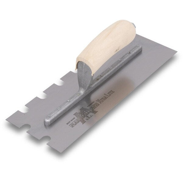 Notched Trowel, Curved Hndl, 9/16