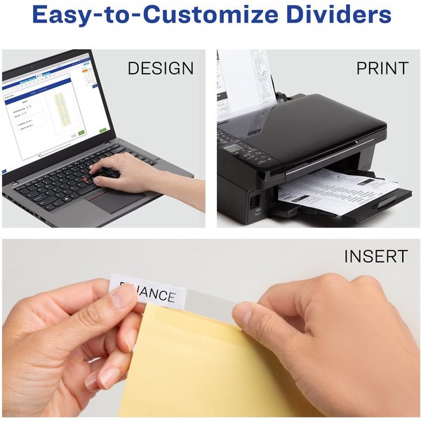 AveryÂ® Big Tabâ¢ Insertable Dividers 11112, Buff Paper, 8 Clear Tabs, 1 Set