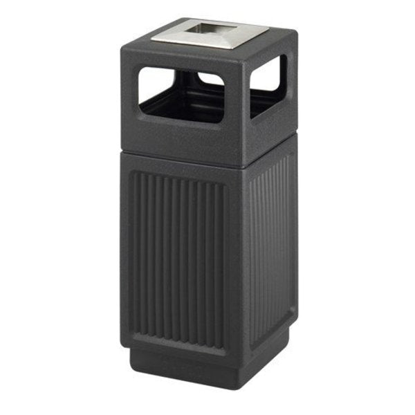 15 gal Square Trash Can, Black, 13-3/4