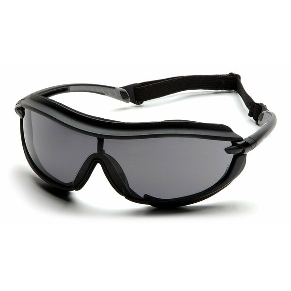Safety Glasses, Wraparound Gray Polycarbonate Lens, Anti-Fog, Scratch-Resistant