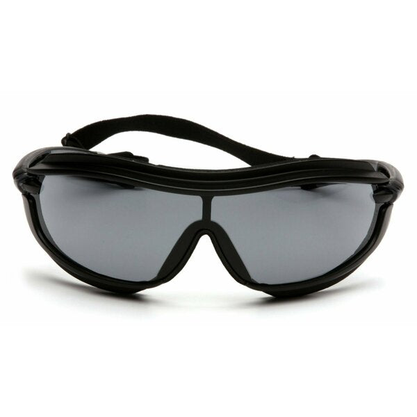 Safety Glasses, Wraparound Gray Polycarbonate Lens, Anti-Fog, Scratch-Resistant