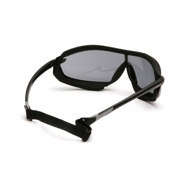 Safety Glasses, Wraparound Gray Polycarbonate Lens, Anti-Fog, Scratch-Resistant