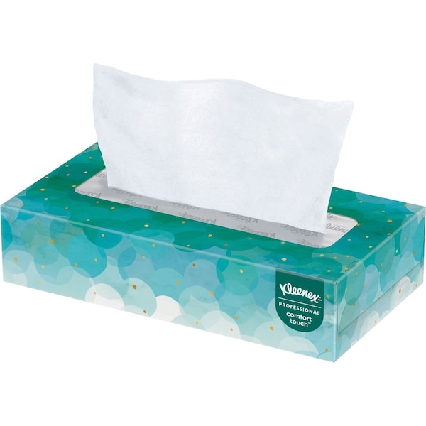 Facial Tissue, Kleenex Comfort Touch, Flat Box, 2 Ply, 100 Sheets/Box, 36 Pack