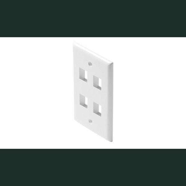 Wall Plate White, Keystone, 4-Cavity