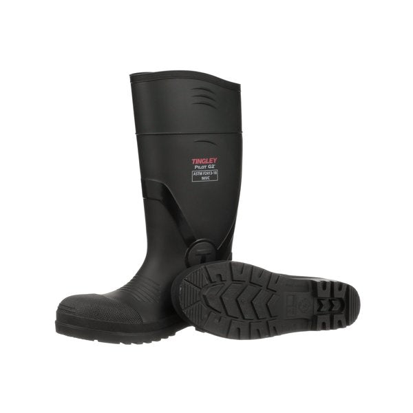 Black PVC SafetyToe Boot, Men's, 8, PR