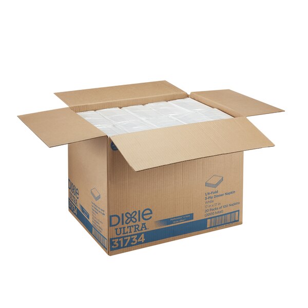 Paper Dinner Napkins, 3Ply, 1/4 Fold, PK8