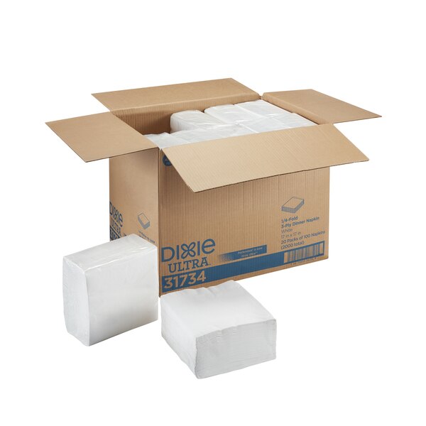 Paper Dinner Napkins, 3Ply, 1/4 Fold, PK8