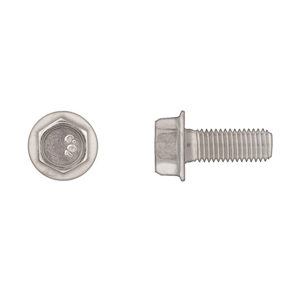 Class 10.9, M10-1.25 Flange Bolt, Bright Zinc Plated 25 mm L