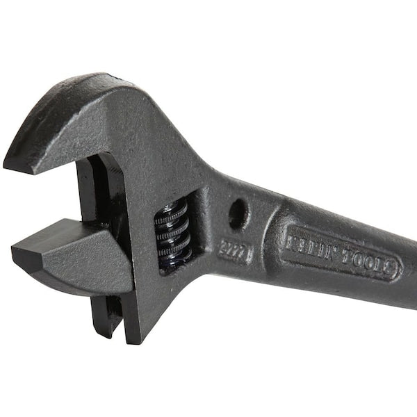 Adjustable Spud Wrench, Open End, 1-7/16 in Head, 0 in Offset, Alloy Steel, Black Oxide