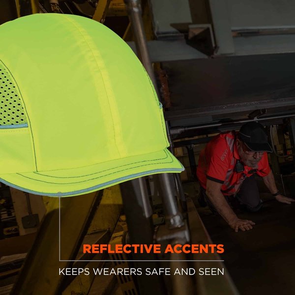 Vented Bump Cap, Micro Brim, Hi-Vis Lime