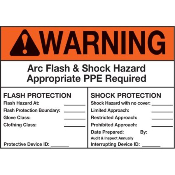 Sign, Warning Arc Flash, Orange/White, PK5, PVS0305W2101Y