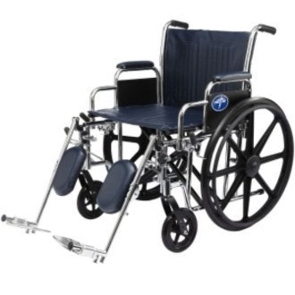 Wheelchair, 350 lb, 20 In Seat, Silver/Navy