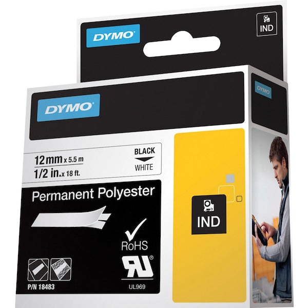 Rhinoâ¢ Label Cartridge, 18 ft. L, Black/White