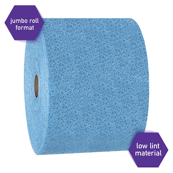 Dry Wipe Roll, Blue, Box, Polypropylene, 717 Wipes, 9 3/4 in x 13 1/2 in