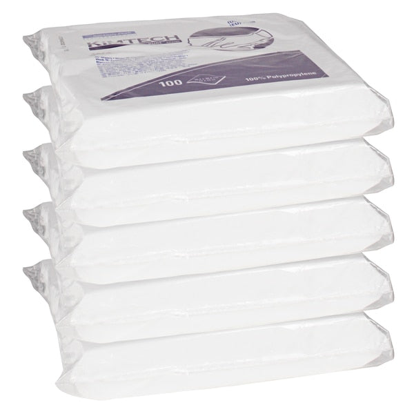 Dry Wipe, White, Soft Pack, Meltblown, Clean Rooms and Food Processing, 5 PK, 100 Wipes, Unscented