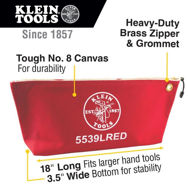 Canvas Bag with Zipper, Large Red, Canvas, Red