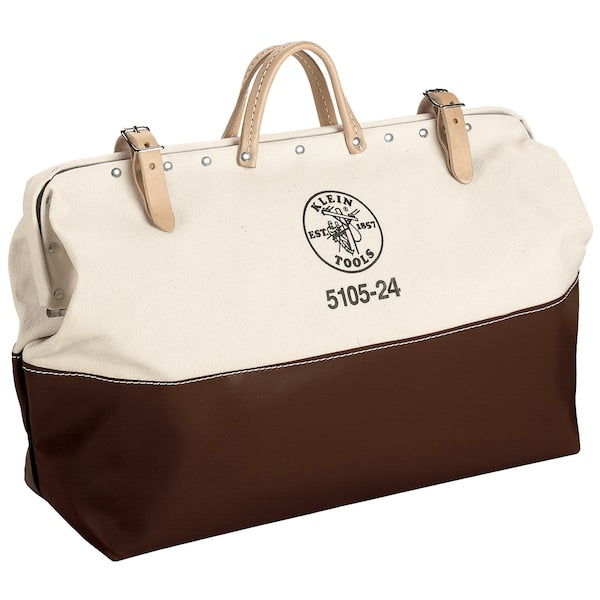 Wide-Mouth Tool Bag, #8 Natural Canvas, 1 Pockets, Natural/Brown