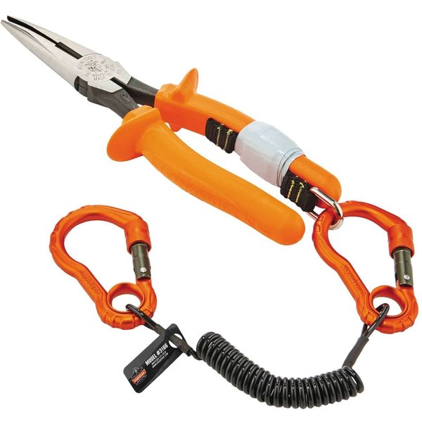 Coiled Lanyard, 4 ft., 2 lb. Weight Capacity, Black/Orange