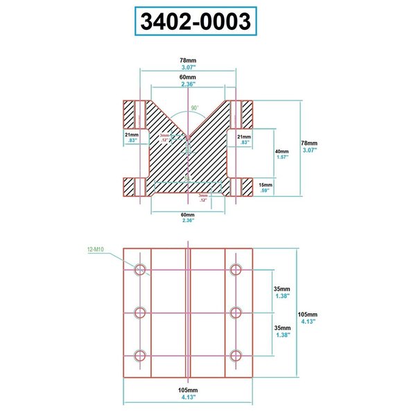 4-1/8 L X 4-1/8 W X 3-1/16 H Precision V-Block & Clamp Set
