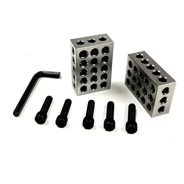 8 Piece 1-2-3 Precision 23 Hole Block Set With Screws & Hex Key