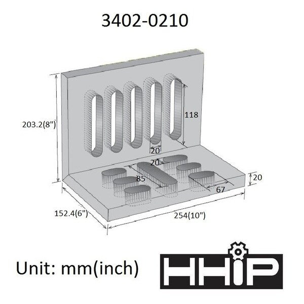 10 X 8 X 6 Open End Slotted Angle Plate