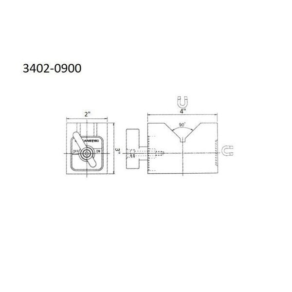 4 X 2 X 3 Aluminum Cast Magnetic V-Block Set