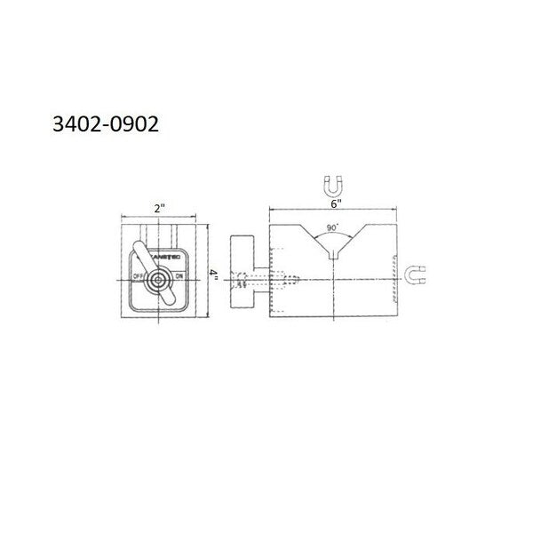 4 X 2 X 6 Aluminum Cast Magnetic V-Block Set