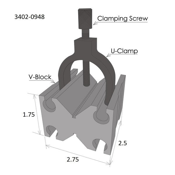 2-3/4 X 2-1/2 X 1-3/4 Toolmaker's V-Blocks With Clamp In Slot