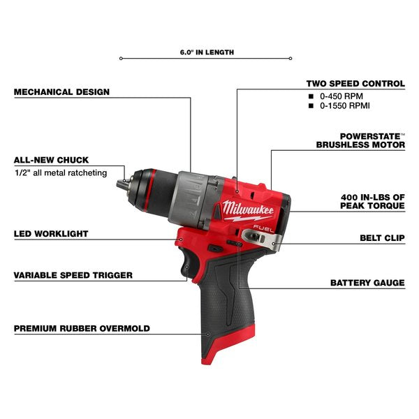 M12 FUEL 1/2 in. Drill/Driver (Tool Only)