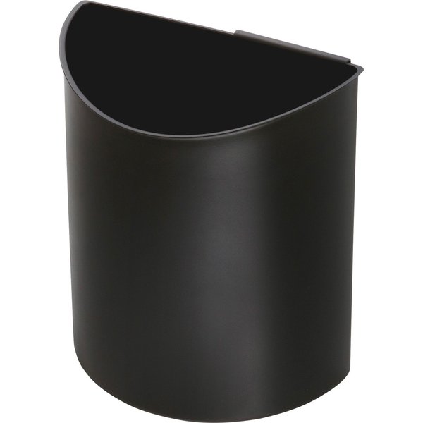6 gal Half-Round Desk Recycling Container, Open Top, Black/Blue, Plastic, 2 Openings