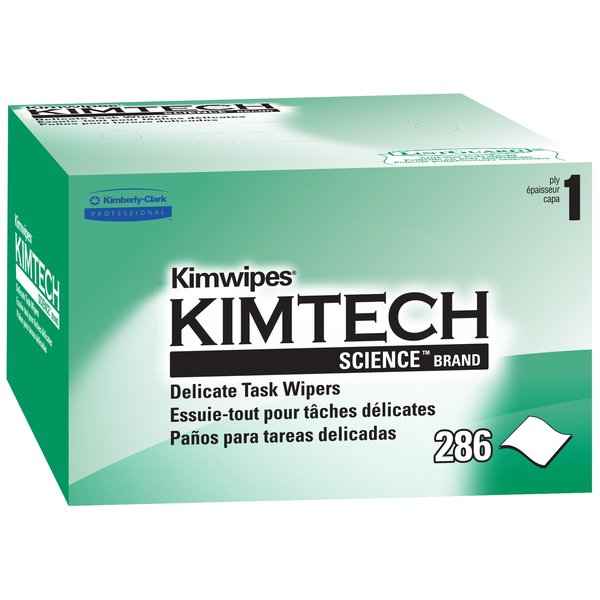Kimtech Science Kimwipes Delicate Task Wipes, Pop-Up Box, White (286 Sheets/Box, 60 Boxes/Case)