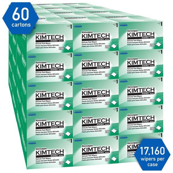 Kimtech Science Kimwipes Delicate Task Wipes, Pop-Up Box, White (286 Sheets/Box, 60 Boxes/Case)