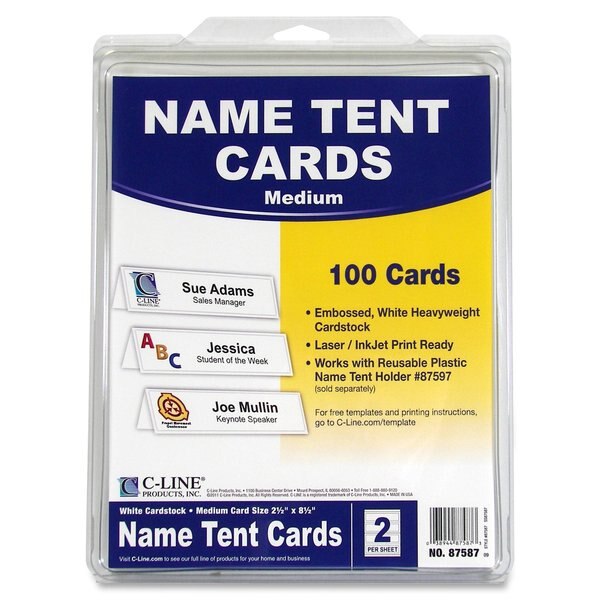 White Name Tent Cardstock, PK100