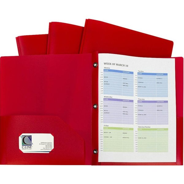 Two Pocket File Folder, Prong, Red, Pk10