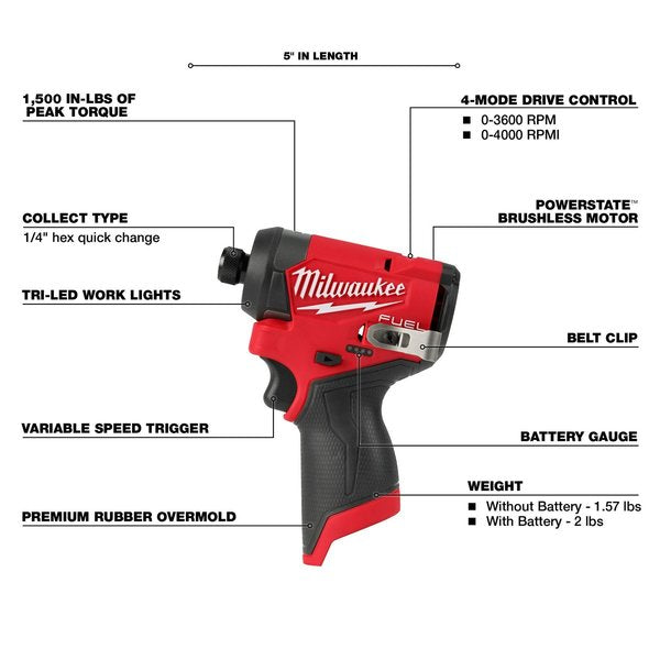 M12 FUEL 1/4 in. Hex Impact Driver (Tool Only)