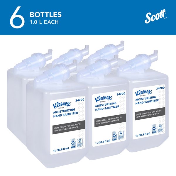 Ultra Moisturizing Foam Hand Sanitizer, 1.0 L Refills for Scott Essential Manual Dispensers (6)
