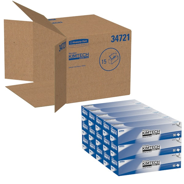 Dry Wipe, White, Box, 2-Ply Tissue, 90 Wipes, 14 3/4 in x 16 1/2 in