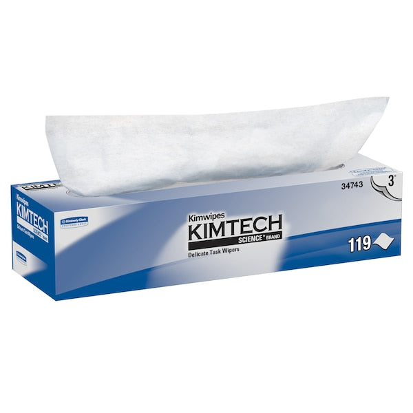 Dry Wipe, White, Box, 3-Ply Tissue, Laboratory, 100 Wipes, 11 3/4 in x 11 3/4 in