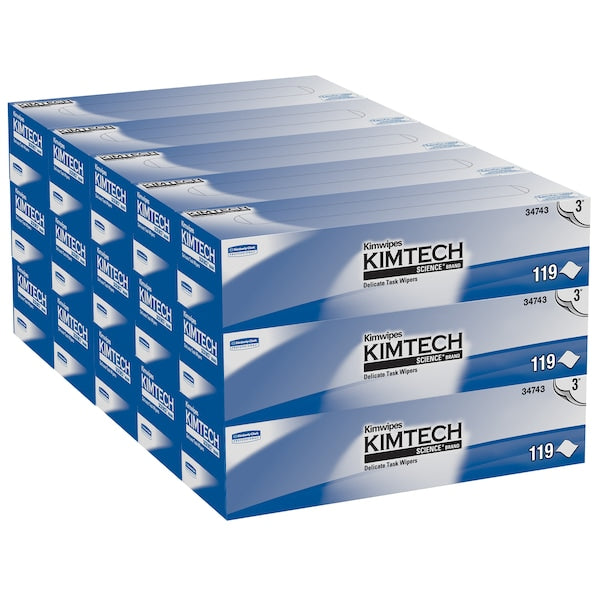 Dry Wipe, White, Box, 3-Ply Tissue, Laboratory, 100 Wipes, 11 3/4 in x 11 3/4 in
