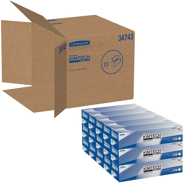 Dry Wipe, White, Box, 3-Ply Tissue, Laboratory, 100 Wipes, 11 3/4 in x 11 3/4 in