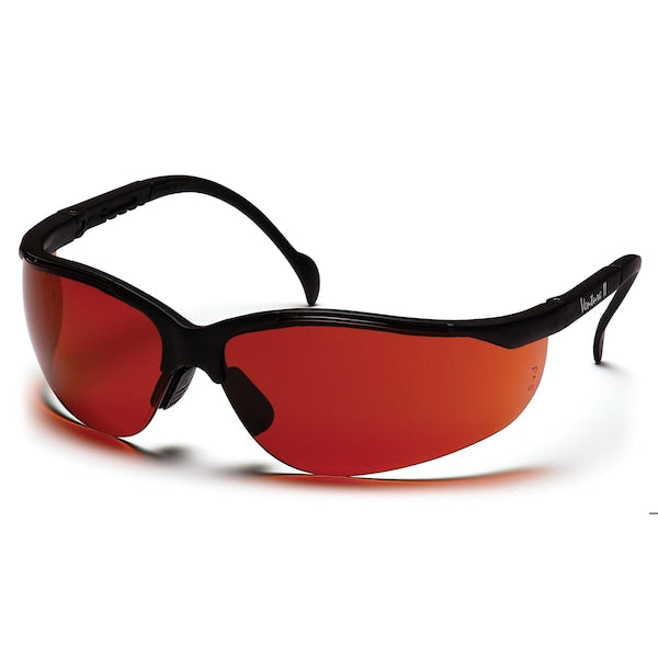 Safety Glasses, Wraparound Bronze Polycarbonate Lens, Scratch-Resistant