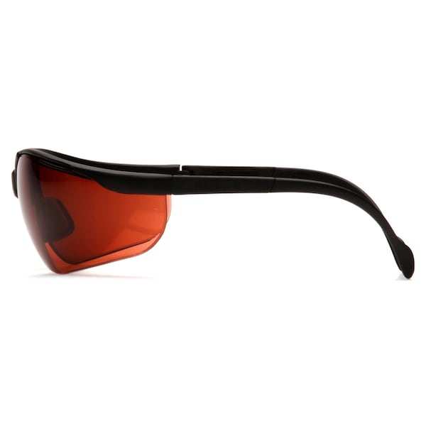 Safety Glasses, Wraparound Bronze Polycarbonate Lens, Scratch-Resistant