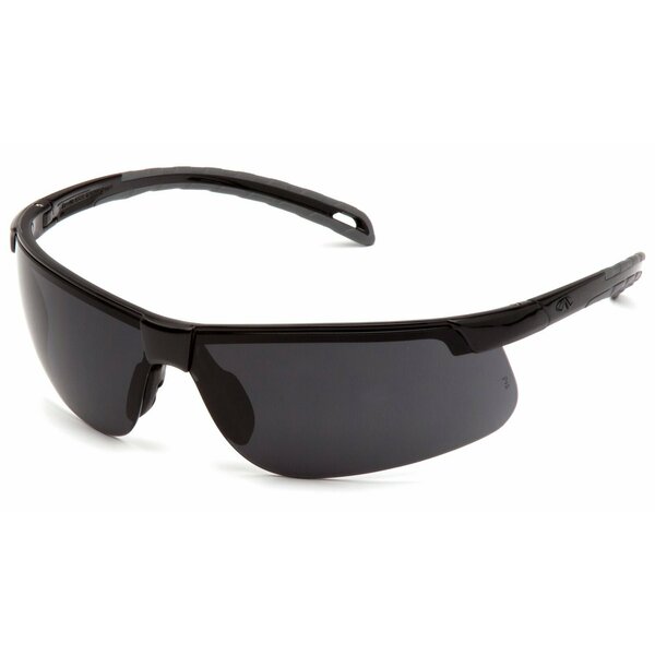 Safety Glasses, Wraparound Dark Gray Polycarbonate Lens, Anti-Fog, Scratch-Resistant