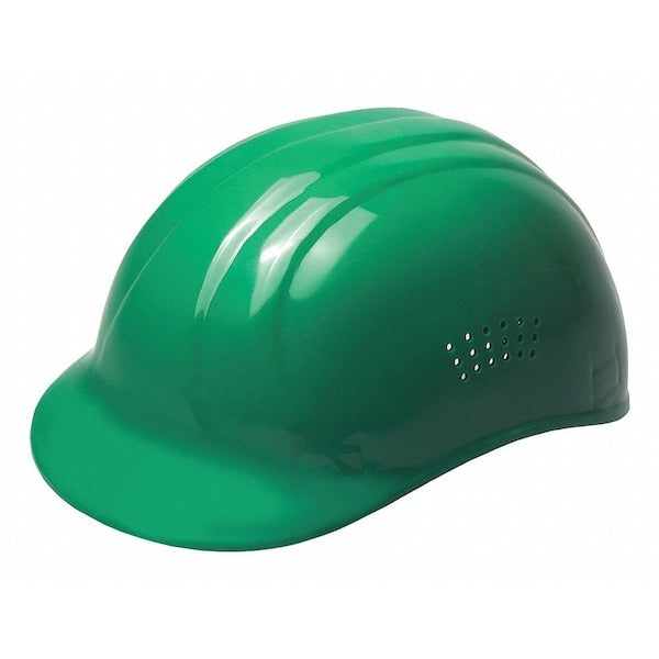 Vented Bump Cap, Front Brim, 4-Point Pinlock Suspension, Fits Hat Size 6 1/2 to 7 3/4, Green
