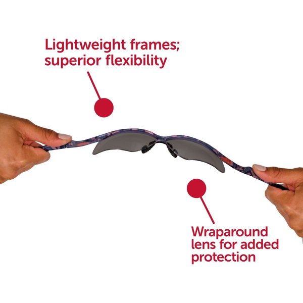 Safety Glasses, Wraparound Smoke Polycarbonate Lens, Anti-Fog, Scratch-Resistant