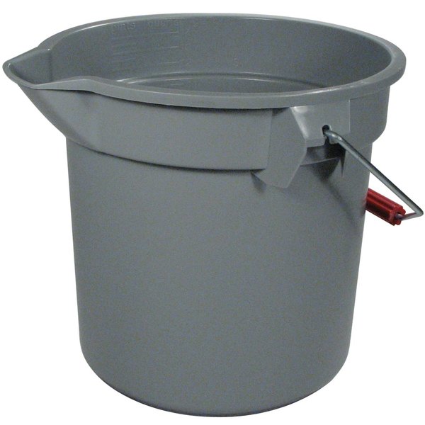 3 1/2 gal Round Bucket, 11-1/4 in H, 12 in Dia, Gray, Plastic