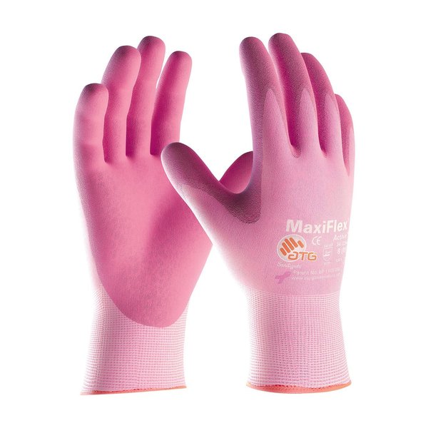 Foam Nitrile Coated Gloves, Palm Coverage, Pink, XL, 12PK