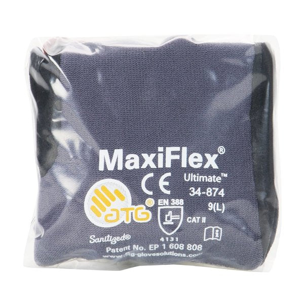 Foam Nitrile Coated Gloves, Palm Coverage, Black/Gray, XS, PR